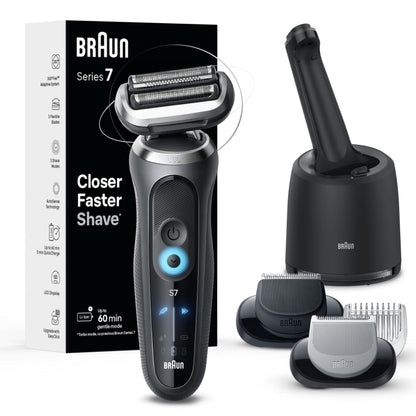 Braun Series 7 7177cc Electric Foil Shaver for Men, Wet & Dry, Turbo & Gentle Modes, Waterproof, Space Grey