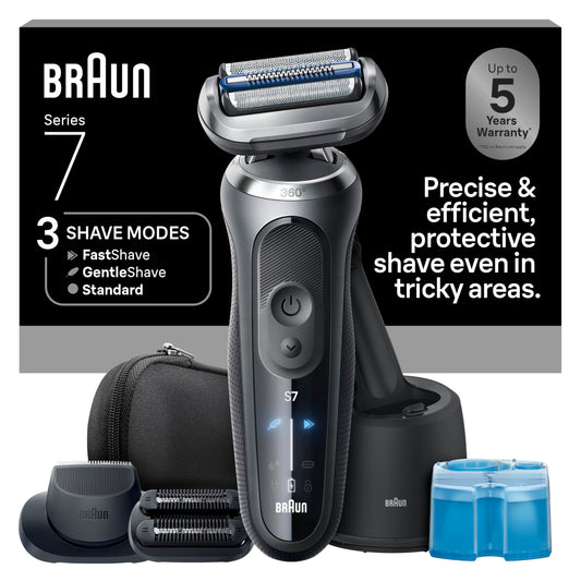 Braun Series 7 7185Cc Electric Shaver for Men, Wet & Dry, with SmartCare Center and Beard Trimmer, Black