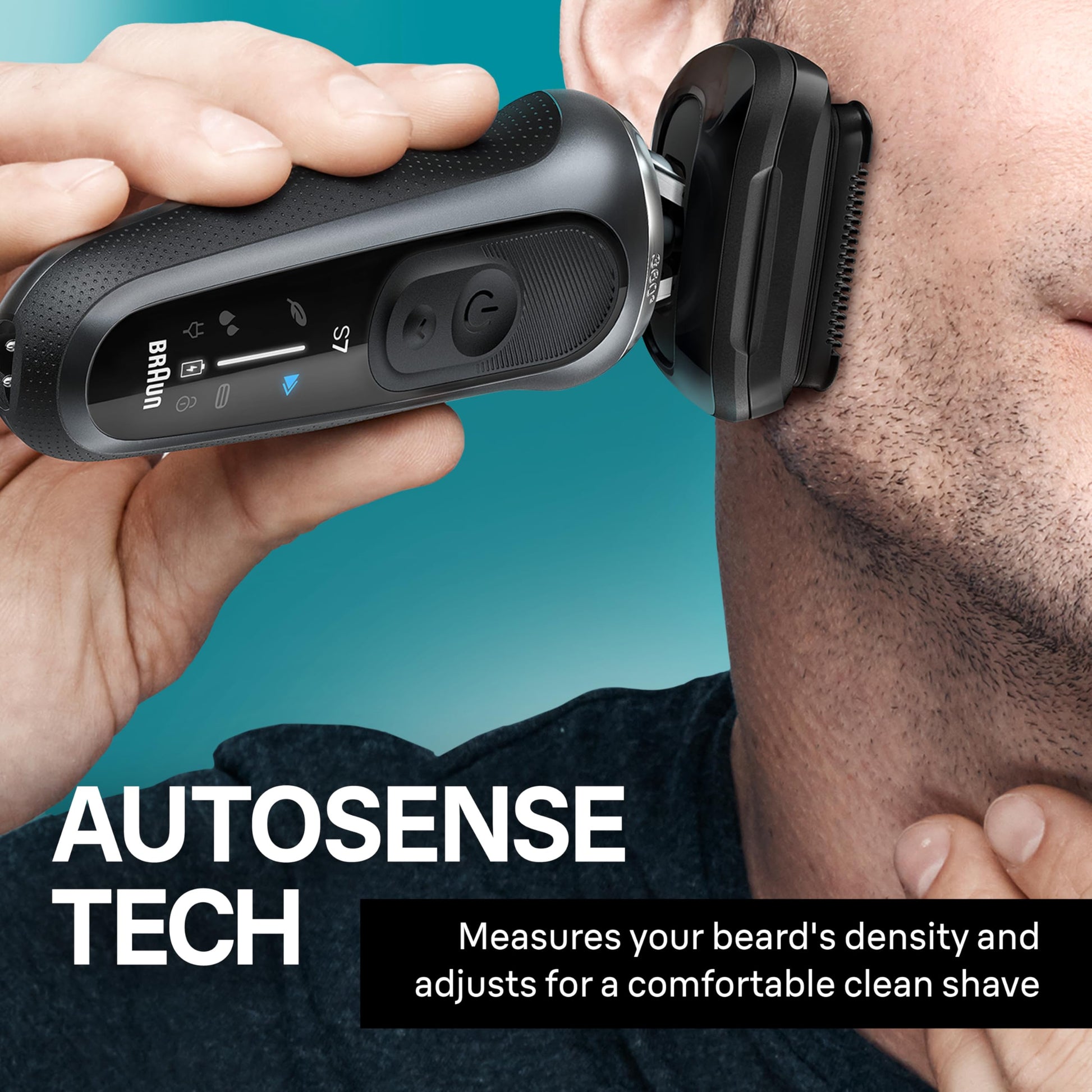 Braun Series 7 7185Cc Electric Shaver for Men, Wet & Dry, with SmartCare Center and Beard Trimmer, Black - back view