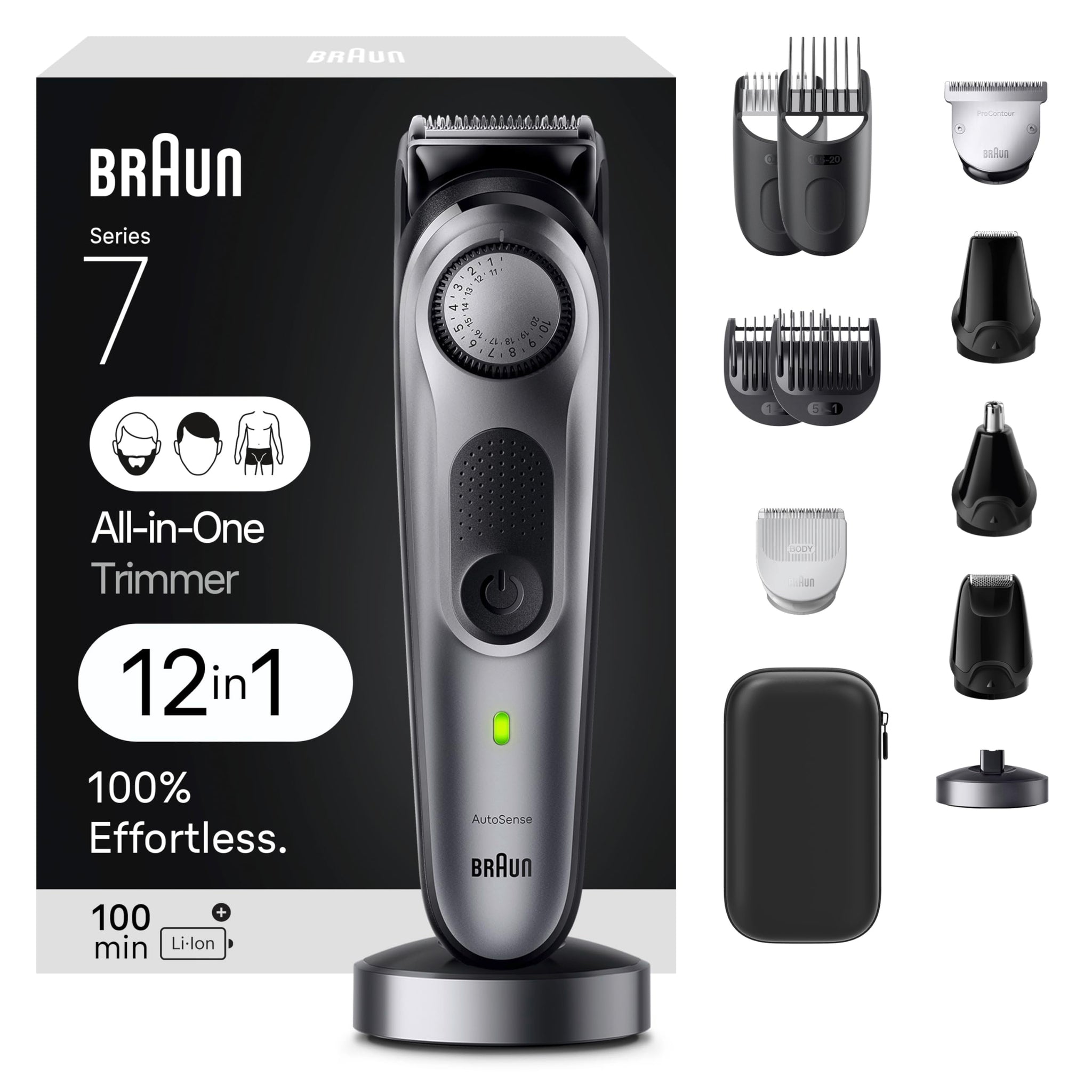 Braun Series 7 7440 12-In-1 All-In-One Style Kit, Hair Clippers and Beard Trimmer, 40 Length Settings, Waterproof