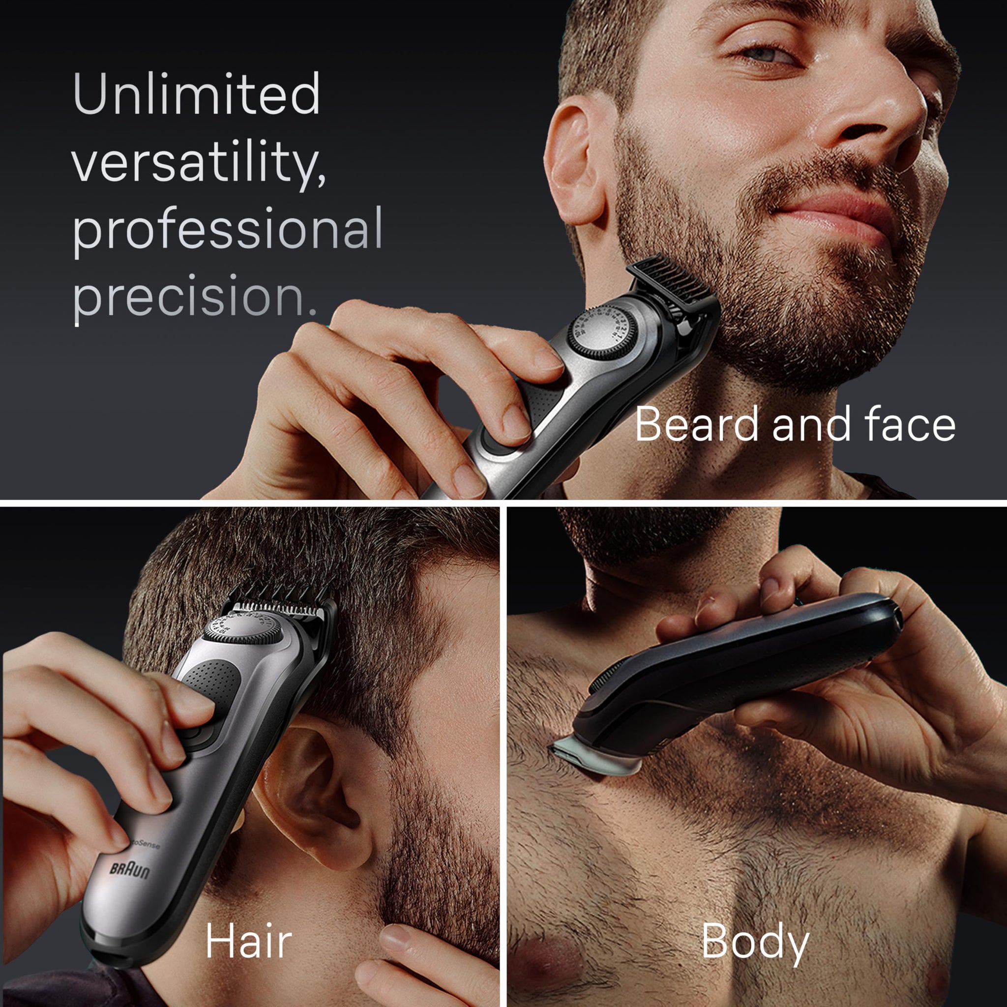 Braun Series 7 7440 12-In-1 All-In-One Style Kit, Hair Clippers and Beard Trimmer, 40 Length Settings, Waterproof - front vie
