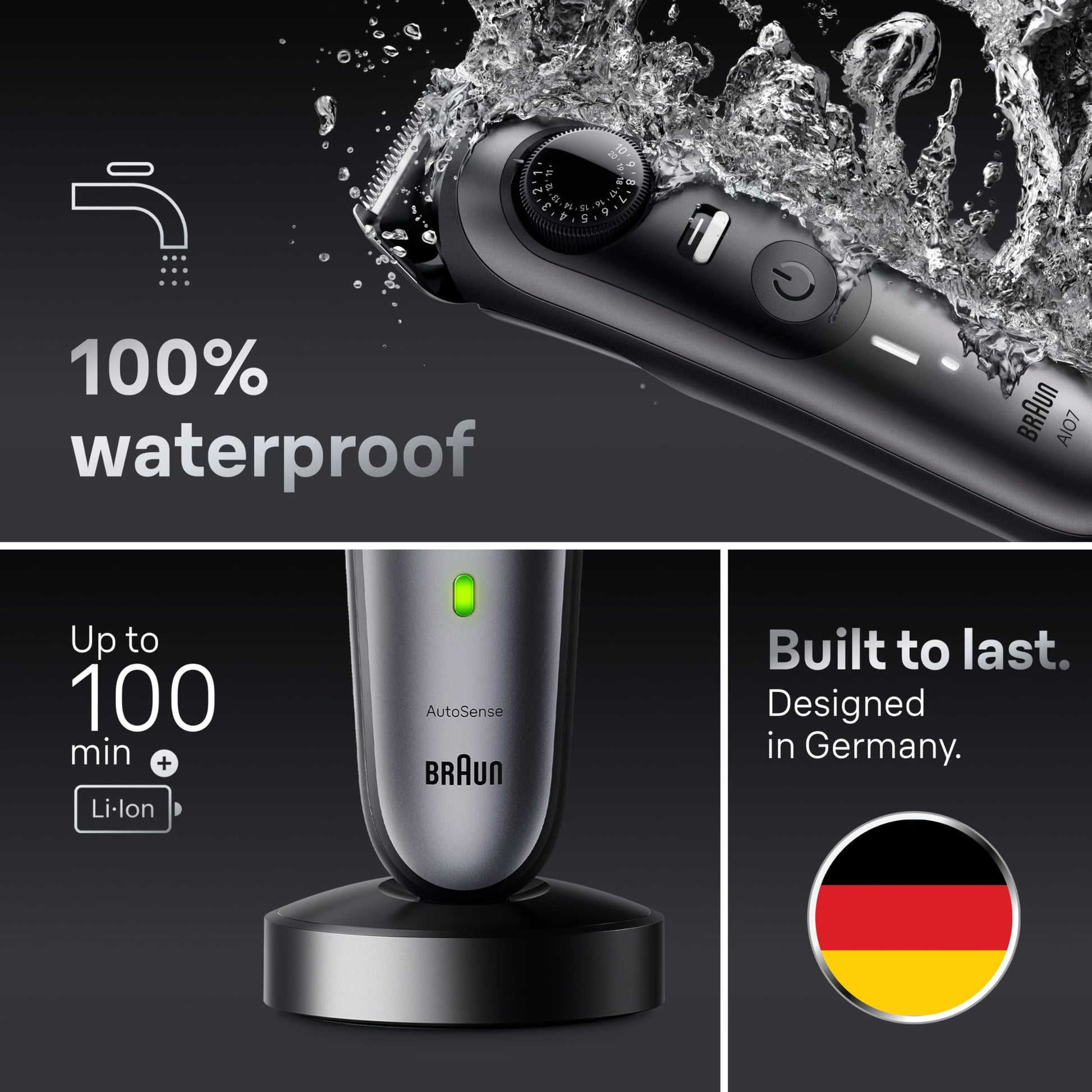 Braun Series 7 7440 12-In-1 All-In-One Style Kit, Hair Clippers and Beard Trimmer, 40 Length Settings, Waterproof - close-up