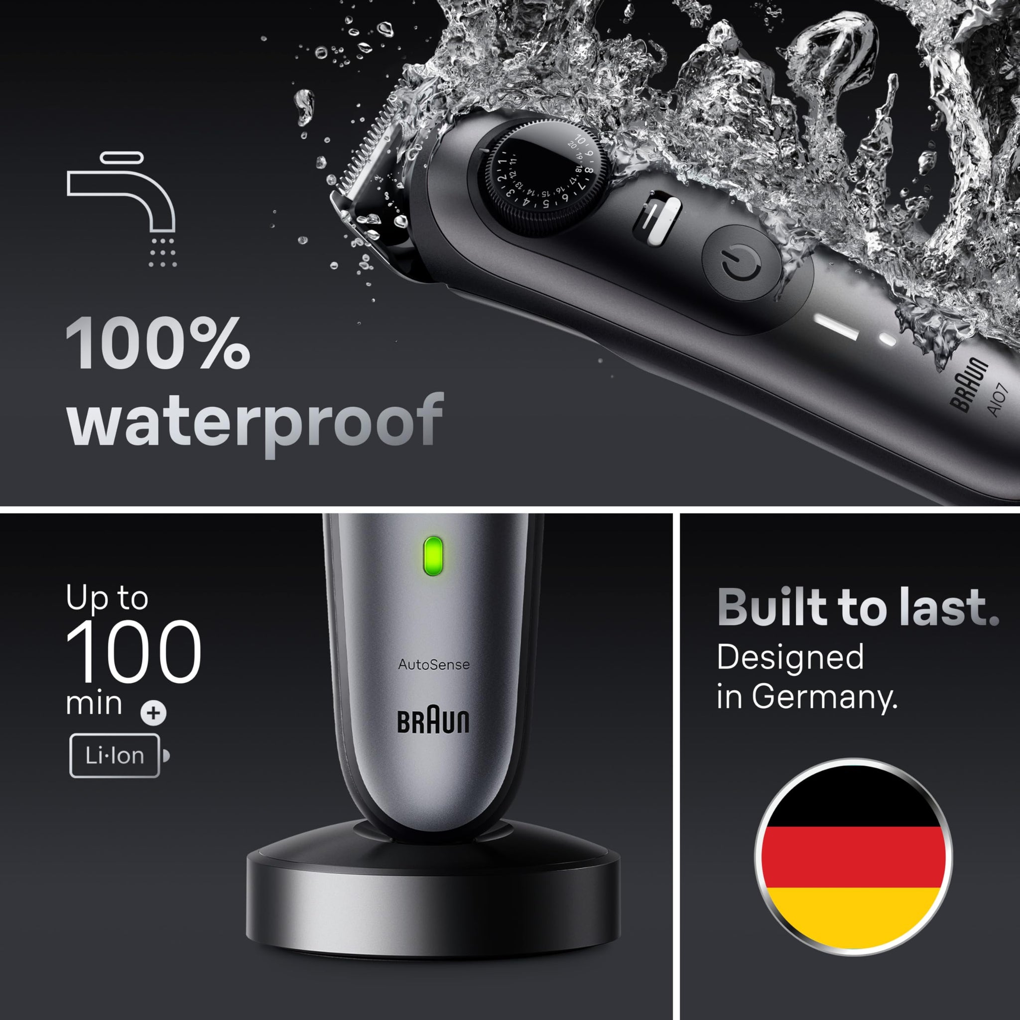 Braun Series 7 7440 12-In-1 All-In-One Style Kit, Hair Clippers and Beard Trimmer, 40 Length Settings, Waterproof - close-up