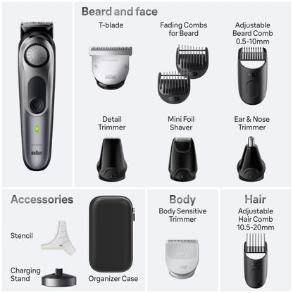Braun Series 7 7440 12-In-1 All-In-One Style Kit, Hair Clippers and Beard Trimmer, 40 Length Settings, Waterproof - in use