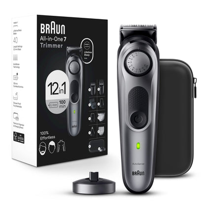 Braun Series 7 7440 12-In-1 All-In-One Style Kit, Hair Clippers and Beard Trimmer, 40 Length Settings, Waterproof - size and