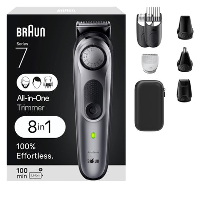 Braun Series 7 8-in-1 Hair Clipper and Trimmer for Men, 40 Length Settings, Waterproof, Cordless, Model 7410