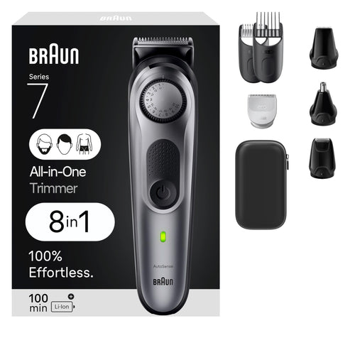 Braun Series 7 8-in-1 Hair Clipper and Trimmer for Men, 40 Length Settings, Waterproof, Cordless, Model 7410