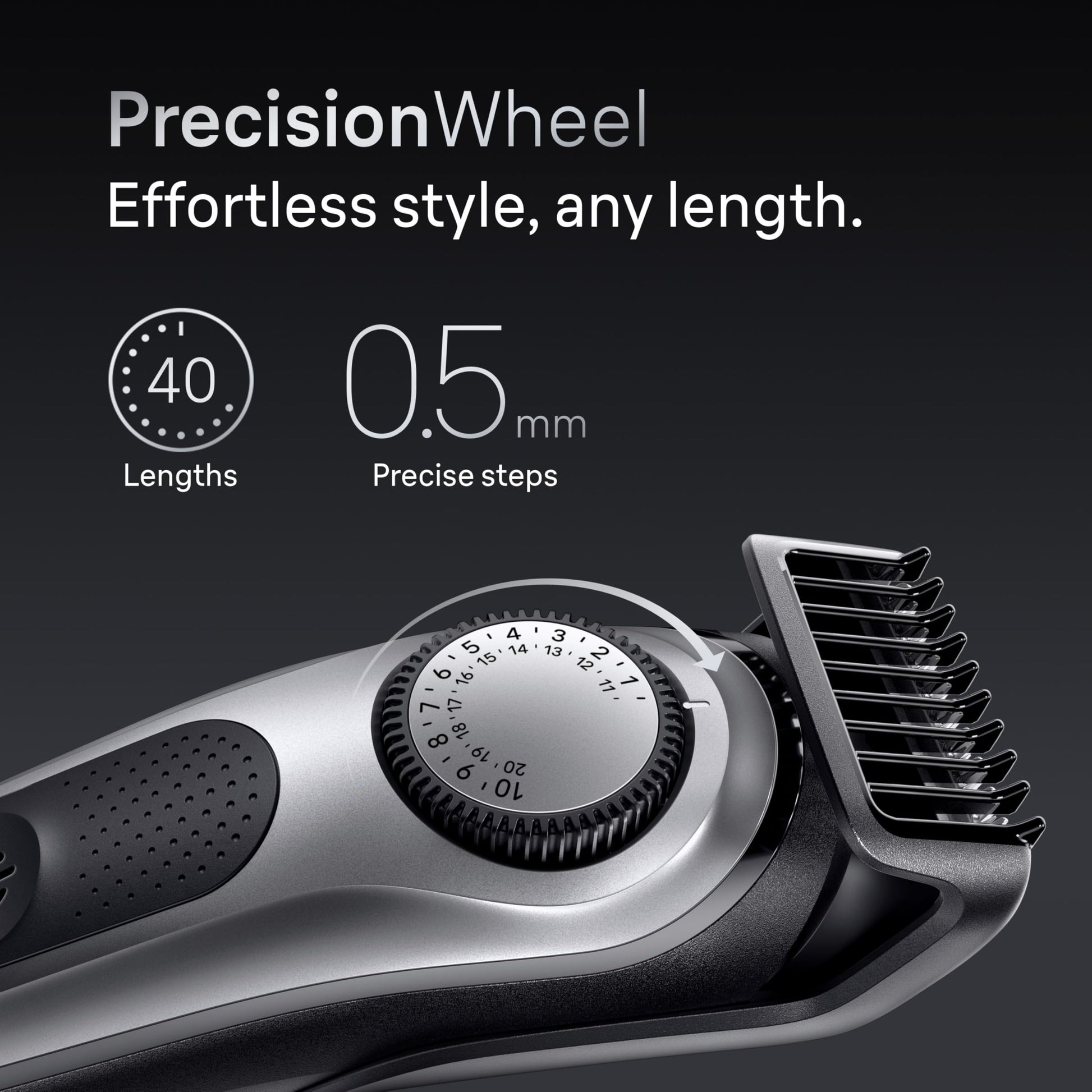 Braun Series 7 8-in-1 Hair Clipper and Trimmer for Men, 40 Length Settings, Waterproof, Cordless, Model 7410 - front view