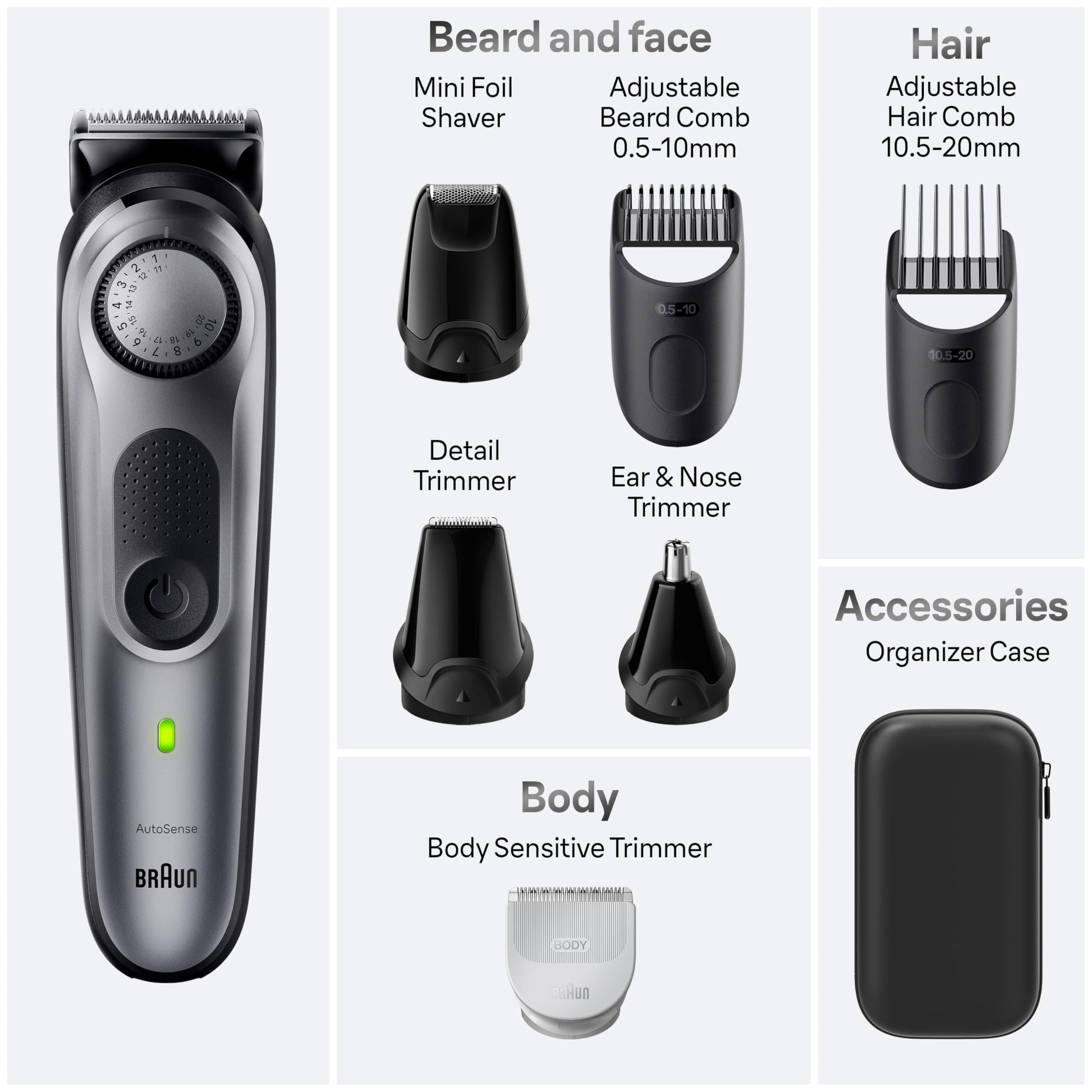 Braun Series 7 8-in-1 Hair Clipper and Trimmer for Men, 40 Length Settings, Waterproof, Cordless, Model 7410 - in use