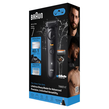 Braun Series 7 AIO 7530 All in One Shaving Set for Men, Beard Trimmer, Hair Clipper, Nose & Ear Trimmer, Grooming Kit - size