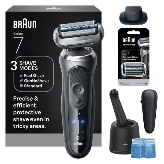 Braun Series 7 Electric Shaver for Men S7 7185cc, Foil Shaver with Precision Trimmer, Extra Head, Clean & Charge Center, Case