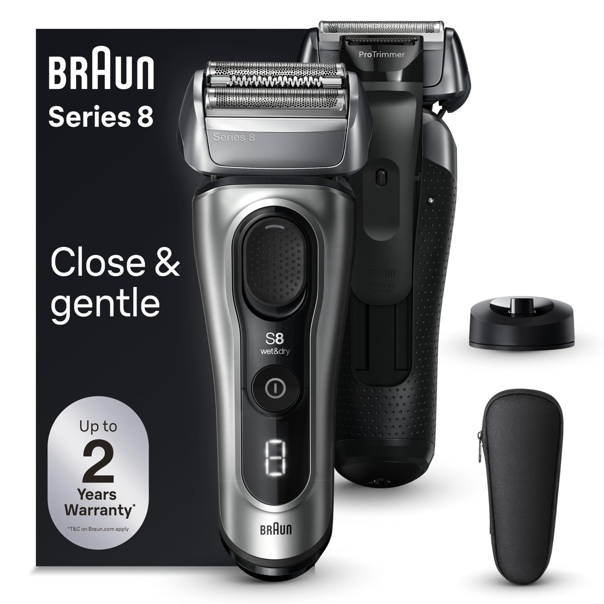 Braun Series 8 Electric Razor for Men, Wet & Dry Shaver with Precision Trimmer, 60-Minute Runtime, Made in Germany