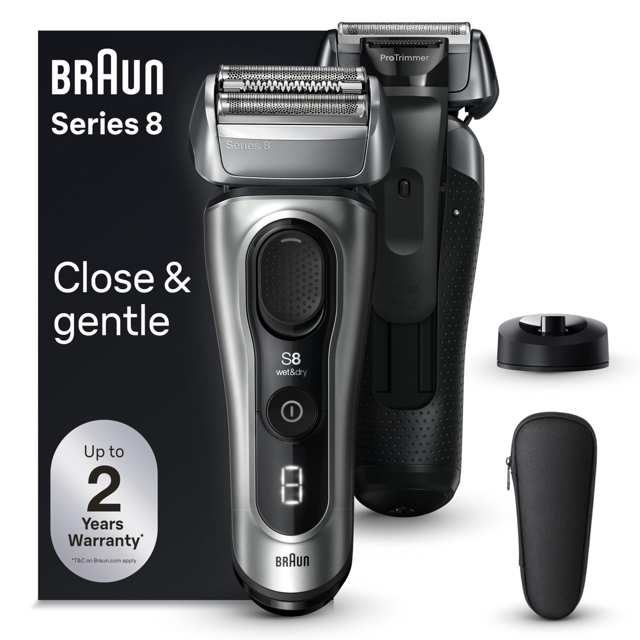 Braun Series 8 Electric Razor for Men, Wet & Dry Shaver with Precision Trimmer, 60-Minute Runtime, Made in Germany
