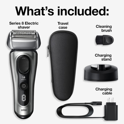 Braun Series 8 Electric Razor for Men, Wet & Dry Shaver with Precision Trimmer, 60-Minute Runtime, Made in Germany - front vi