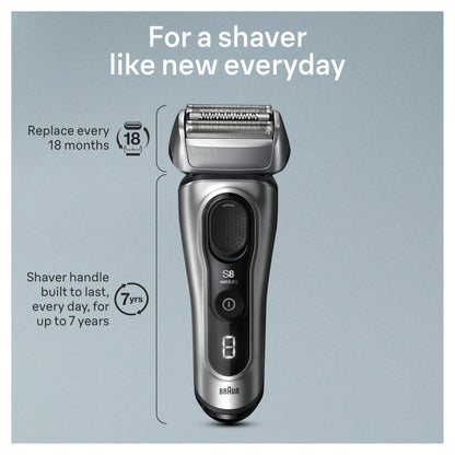 Braun Series 8 Electric Razor for Men, Wet & Dry Shaver with Precision Trimmer, 60-Minute Runtime, Made in Germany - close-up