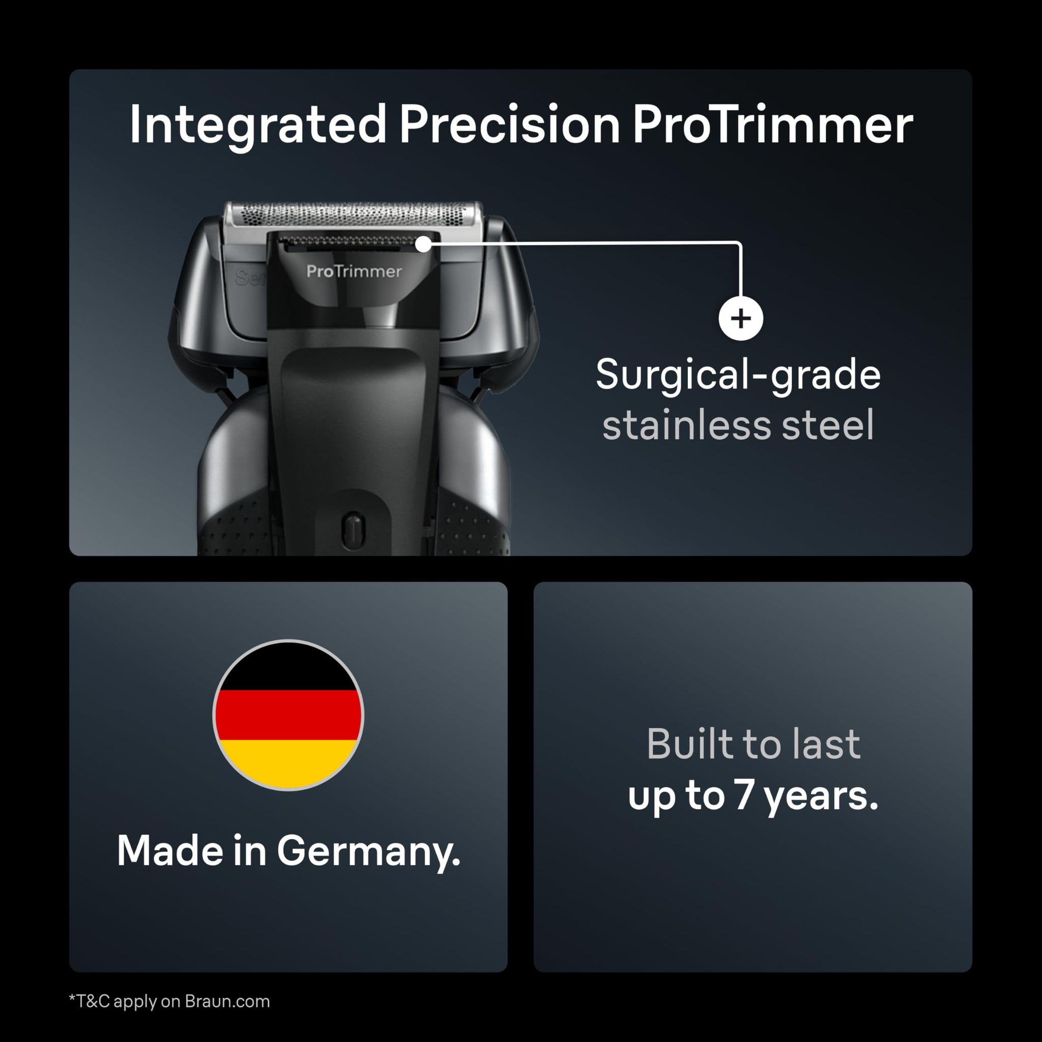Braun Series 8 Electric Razor for Men, Wet & Dry Shaver with Precision Trimmer, 60-Minute Runtime, Made in Germany - front vi