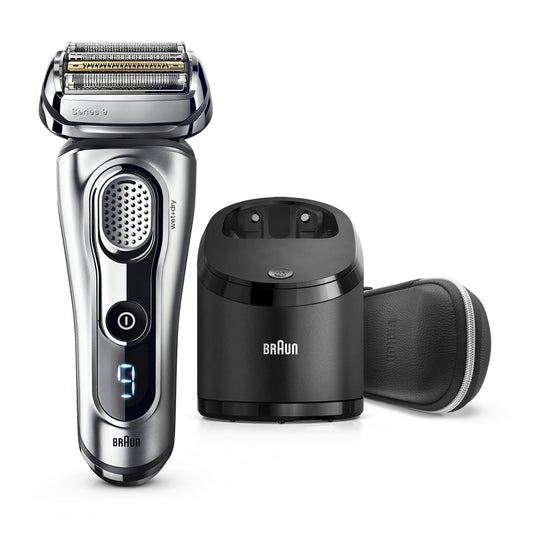 Braun Series 9 9291cc Electric Foil Shaver for Men, Rechargeable Wet & Dry, Precision Trimmer, Clean & Charge Station, Leathe