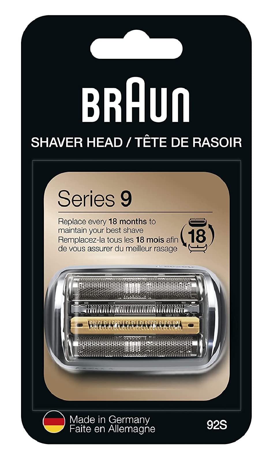 Braun Series 9 92S Replacement Foil Cutter Head, Genuine Braun Part for Electric Shaver