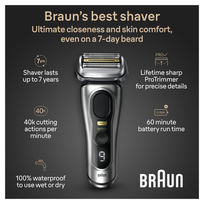 Braun Series 9 9517s PRO+ Electric Razor for Men, Foil Shaver with ProTrimmer, Charging Stand, Wet & Dry, 60min Runtime - bac
