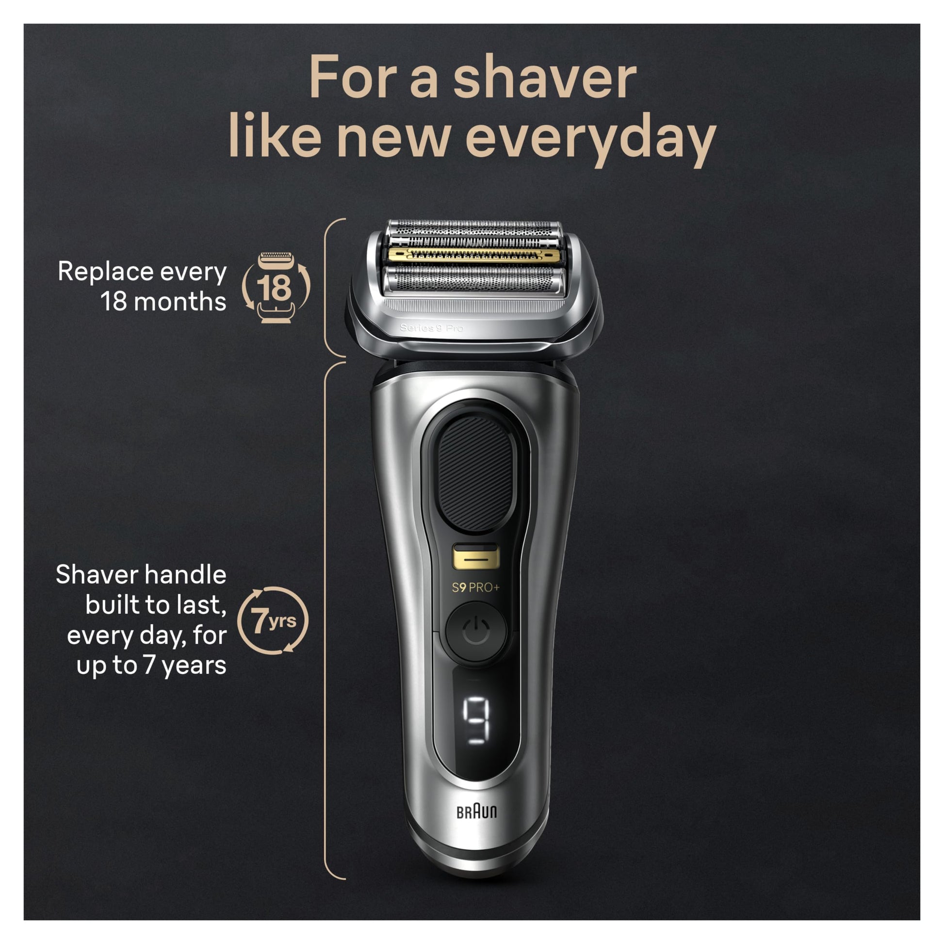 Braun Series 9 9517s PRO+ Electric Razor for Men, Foil Shaver with ProTrimmer, Charging Stand, Wet & Dry, 60min Runtime - clo