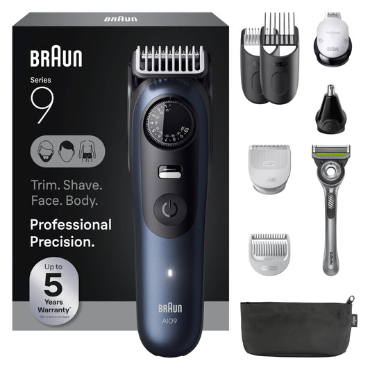 Braun Series 9 AIO 9530 All-in-One Shaving Set for Men with Beard Trimmer, Hair Clipper, Nose & Ear Trimmer, Razor, Grooming