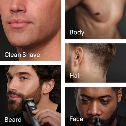 Braun Series 9 AIO 9550 All-in-One Men's Grooming Kit - Titanium Coated Beard, Hair, Nose & Ear Trimmer, Waterproof - front v