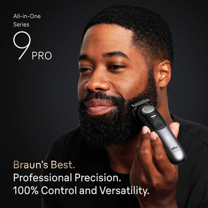Braun Series 9 AIO 9550 All-in-One Men's Grooming Kit - Titanium Coated Beard, Hair, Nose & Ear Trimmer, Waterproof - back vi