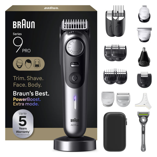 Braun Series 9 All-in-One Men's Grooming Kit, Beard Trimmer, Hair Clipper, Nose & Ear Trimmer, Body Groomer, AIO 9570