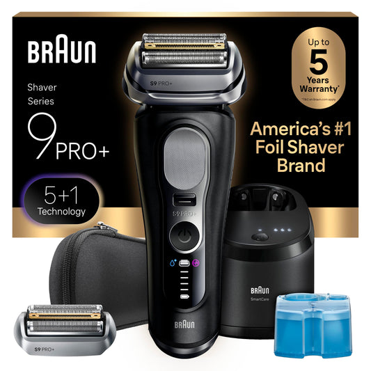 Braun Series 9 PRO+ Electric Shaver, Foil Shaver with SensoAdapt 6-in-1 Smart Care Center, Model 9660CCPS, Black