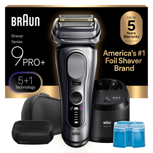 Braun Series 9 PRO+ Electric Shaver, Pro SensoAdapt, 9697CC, Silver, Men's Foil Shaver
