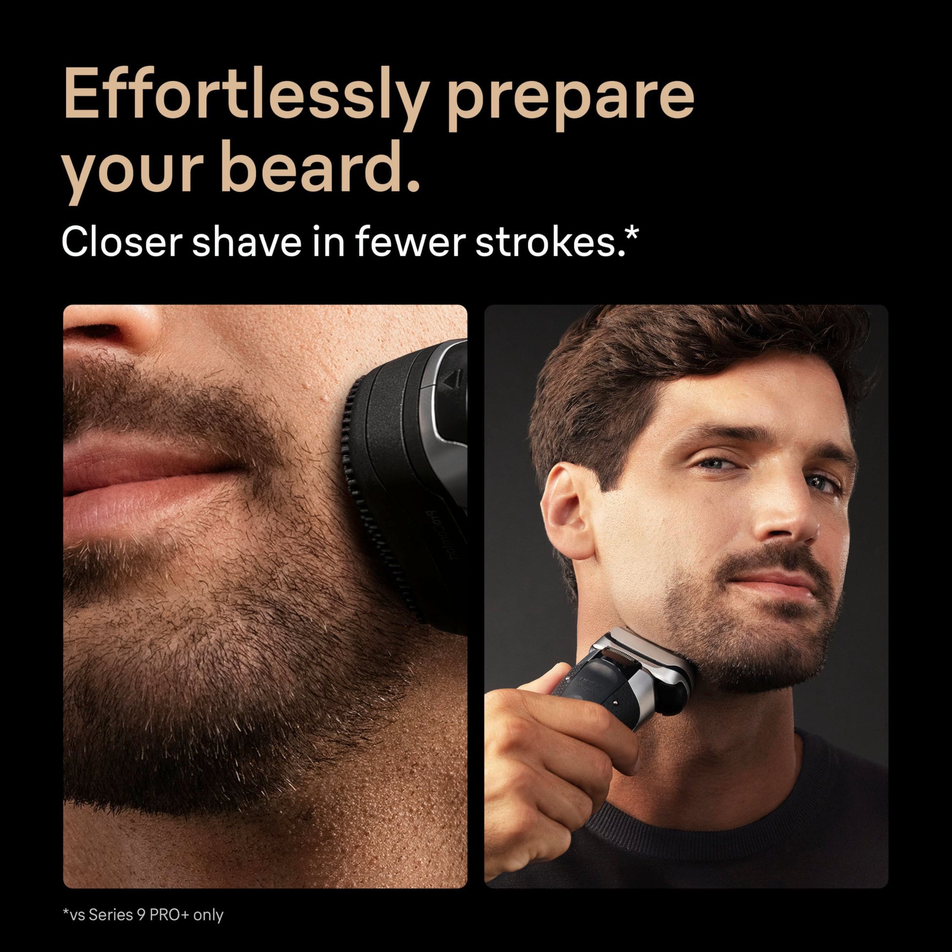 Braun Series 9 PRO+ Electric Shaver, Pro SensoAdapt, 9697CC, Silver, Men's Foil Shaver - in use