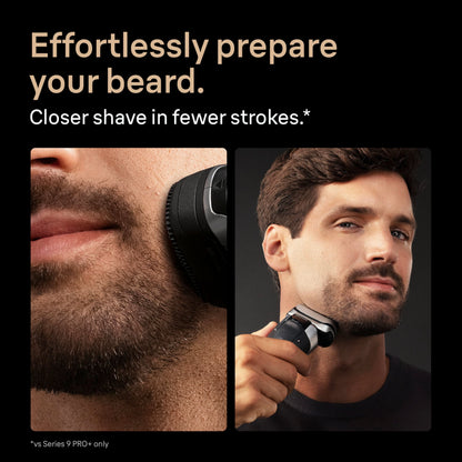 Braun Series 9 PRO+ Electric Shaver, Pro SensoAdapt, 9697CC, Silver, Men's Foil Shaver - in use