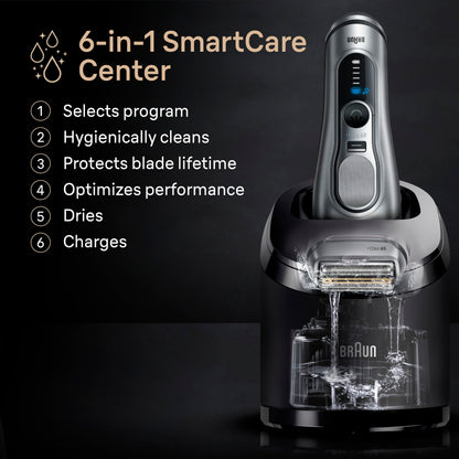 Braun Series 9 PRO+ Electric Shaver, Pro SensoAdapt, 9697CC, Silver, Men's Foil Shaver - size and scale