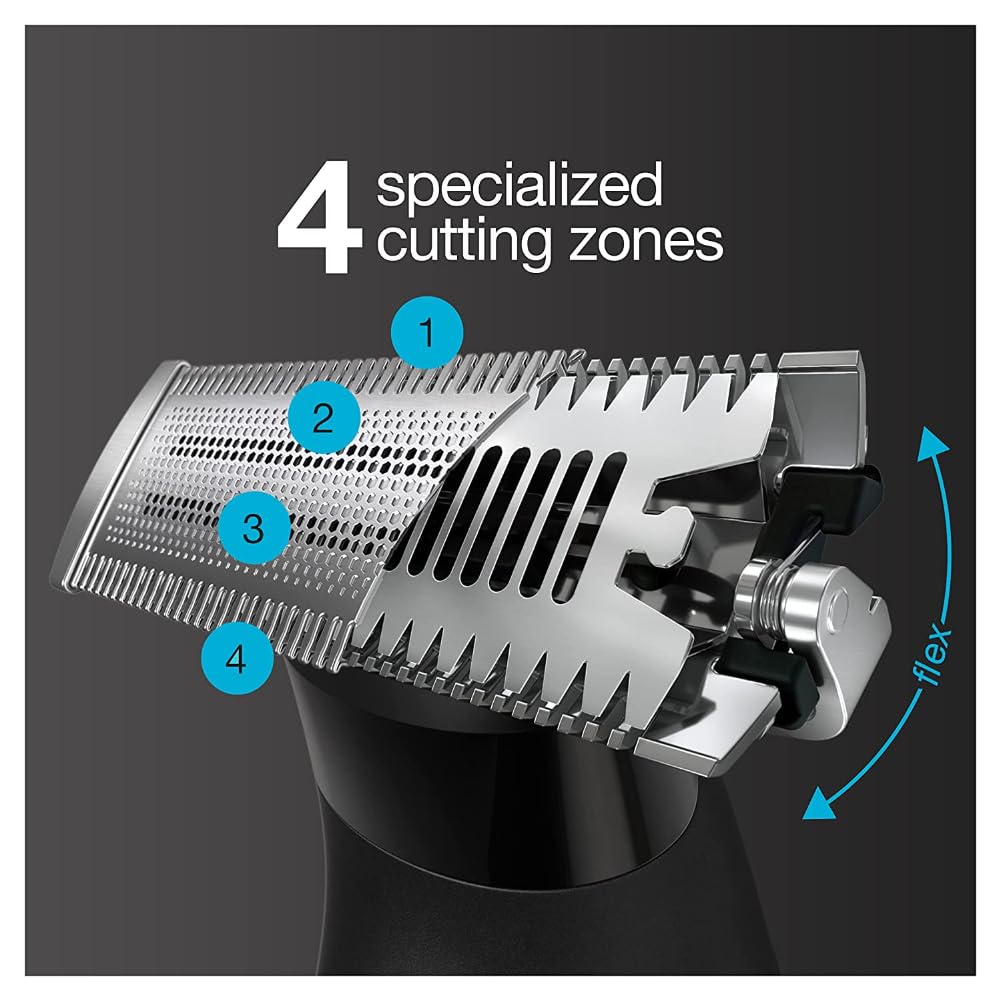 Braun Series XT5 Beard Trimmer, Electric Shaver and Body Groomer, Stainless Steel 4DBlade, Wet & Dry Use, XT5100 - close-up d