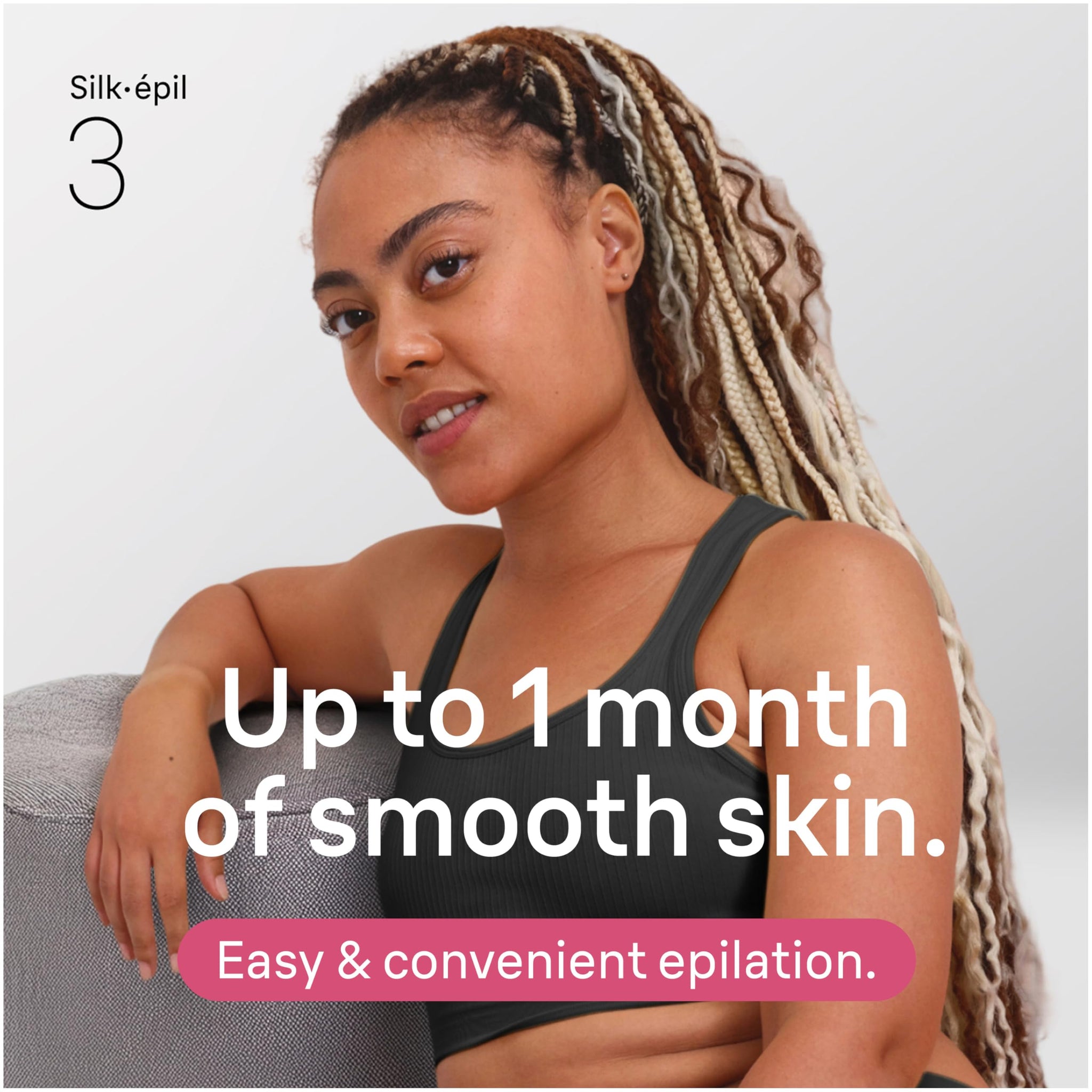 Braun Silk-epil 3-3270 Epilator, Pink, with Smart Light and 20-Tweezer System - back view