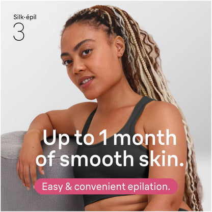 Braun Silk-epil 3-3270 Epilator, Pink, with Smart Light and 20-Tweezer System - back view