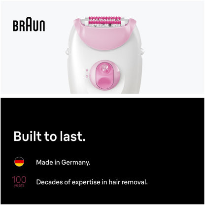 Braun Silk-epil 3-3270 Epilator, Pink, with Smart Light and 20-Tweezer System - in use