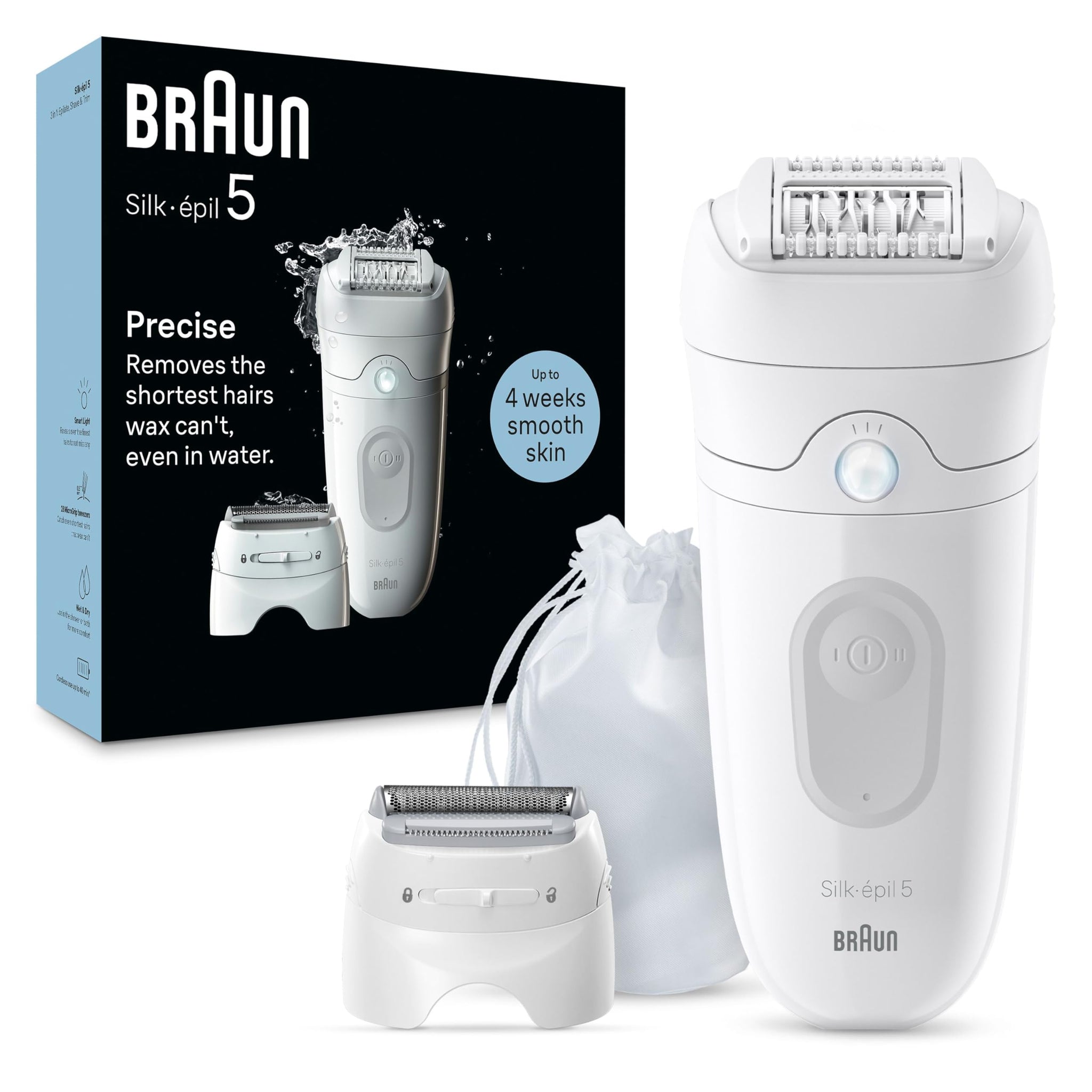Braun Silk-epil 5 Epilator SE5-041, Wet & Dry, with Shaver Head & Trimmer Comb, Grey