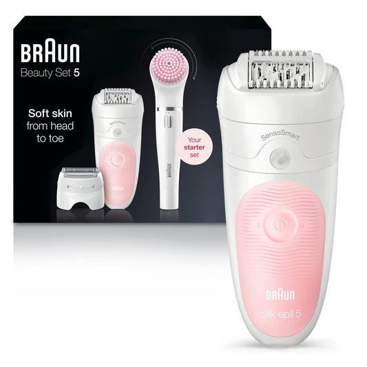 Braun Silk-Epil Beauty Set 5 5-895 6-in-1 Cordless Wet & Dry Epilator Kit with Attachments