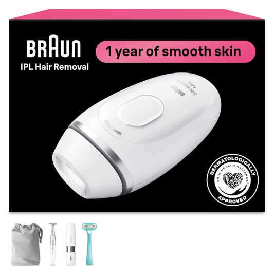 Braun Silk-Expert Mini IPL1115 Wired IPL Hair Removal Device, for Women and Men, with Bag, Venus Razor, Face Trimmer, Bikini