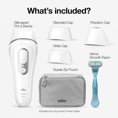 Braun Silk Expert Pro 3 IPL Hair Removal System for Women and Men, Head to Toe, with 3 Bonus Caps - front view