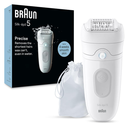Braun Silk-épil 5 Epilator SE5-011, Wet & Dry Women's Hair Removal Device with Skin Contact Cap, Grey
