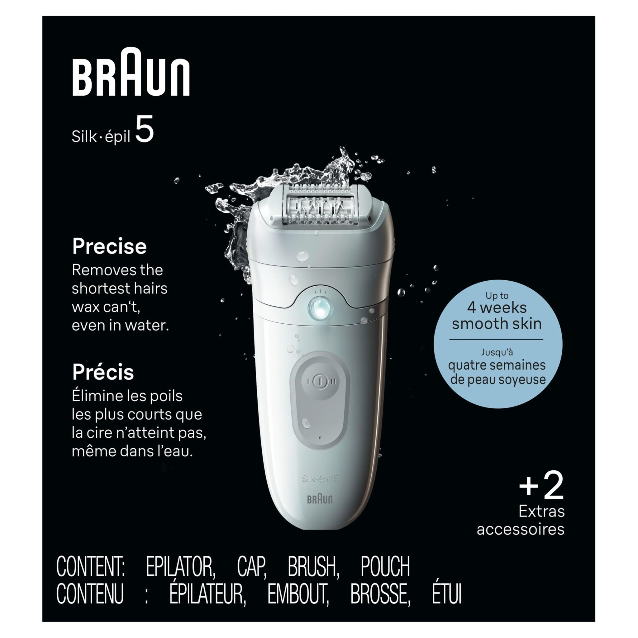 Braun Silk-épil 5 Epilator SE5-011, Wet & Dry Women's Hair Removal Device with Skin Contact Cap, Grey - in use