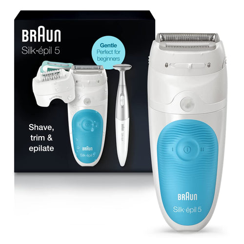 Braun Silk-épil 5 SE-5810 Epilator for Women, Cordless Rechargeable, White/Turquoise