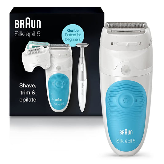 Braun Silk-épil 5 SE-5810 Epilator for Women, Cordless Rechargeable, White/Turquoise