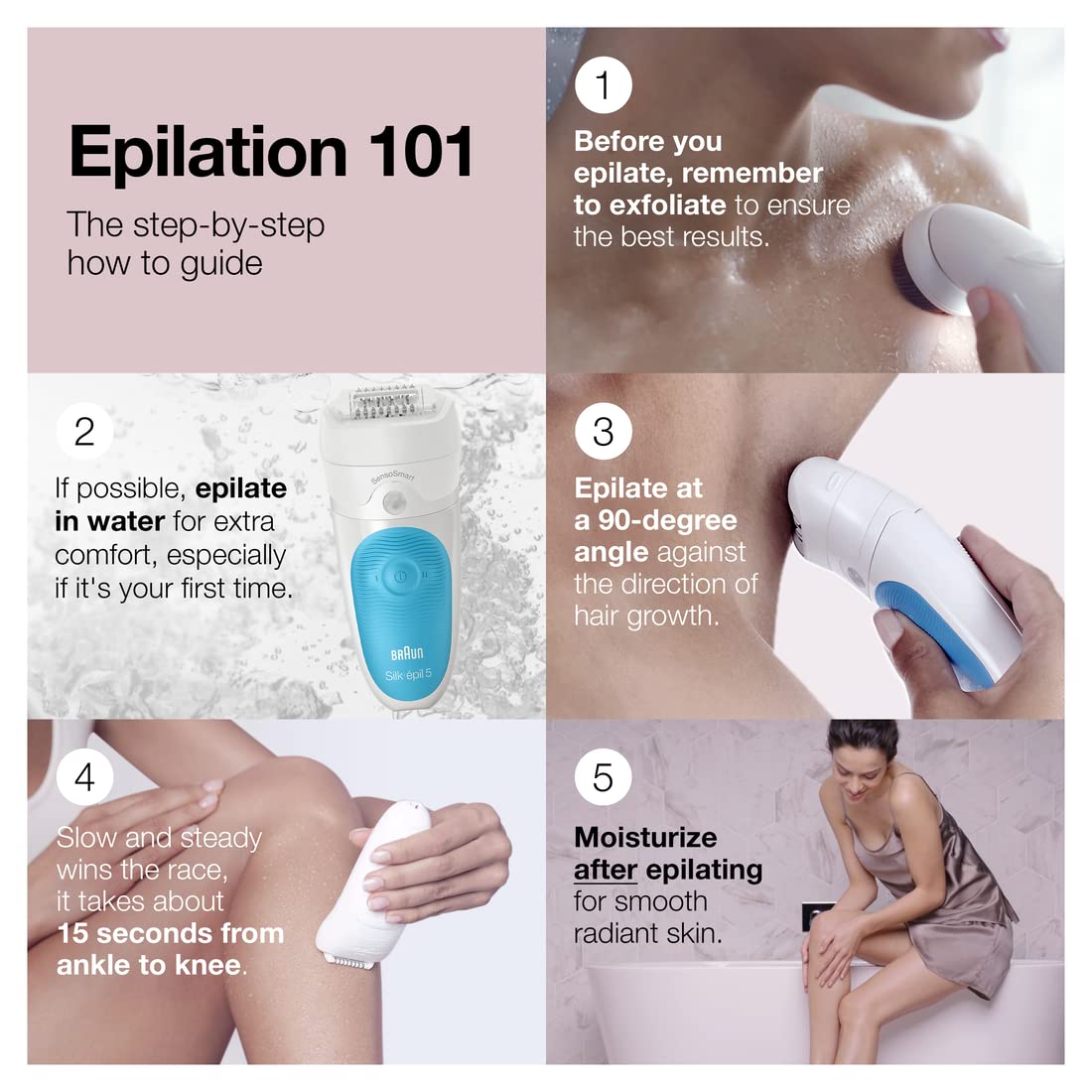 Braun Silk-épil 5 SE-5810 Epilator for Women, Cordless Rechargeable, White/Turquoise - ingredients panel