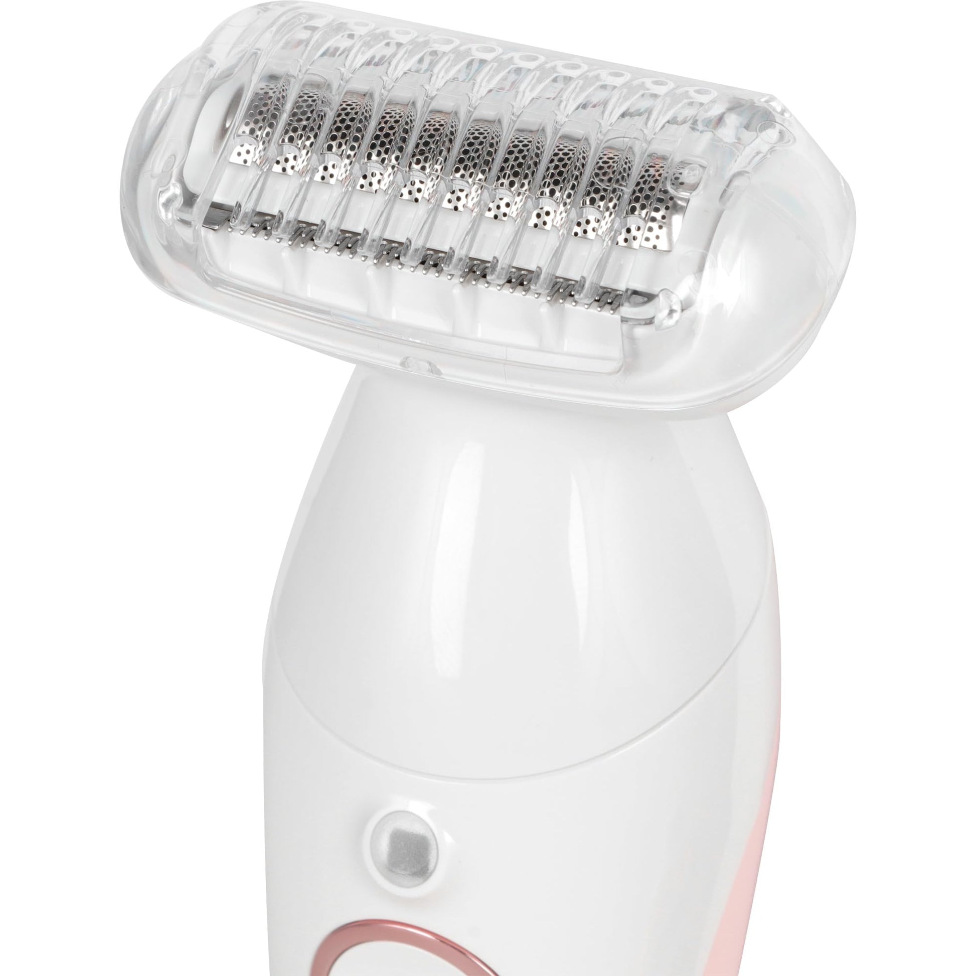 Braun Silk-épil 9 Epilator, Model 9-030, Waterproof with Rotating Head, Shaver Head and Trimmer Head, White/Pink - back view
