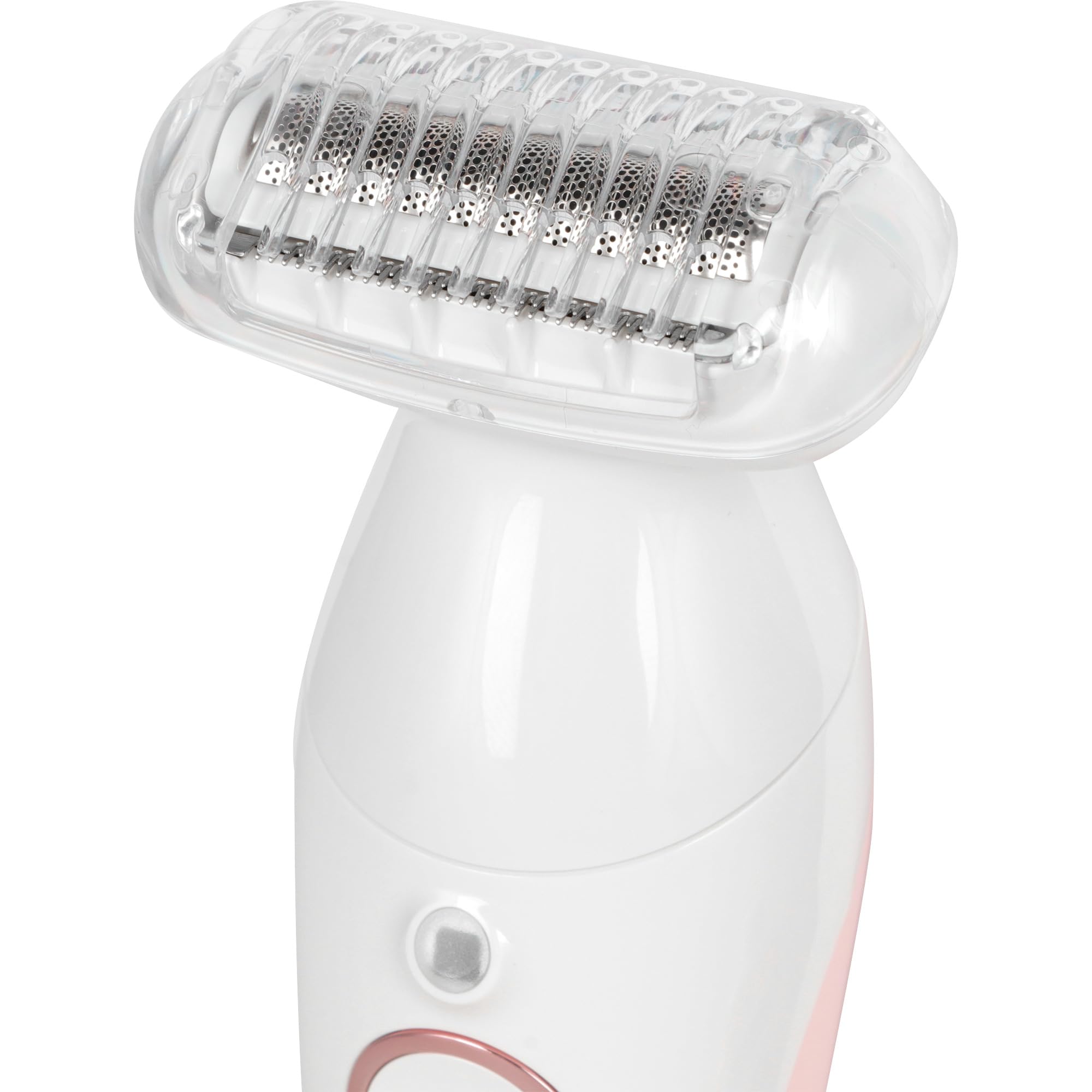 Braun Silk-épil 9 Epilator, Model 9-030, Waterproof with Rotating Head, Shaver Head and Trimmer Head, White/Pink - back view