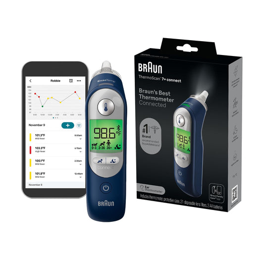 Braun ThermoScan 7 Connect Digital Ear Thermometer, Infrared, Bluetooth, for Adults and Children