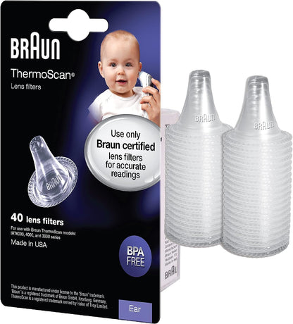 Braun ThermoScan Lens Filters, 40 Count, Replacement Lens Filters for Ear Thermometer